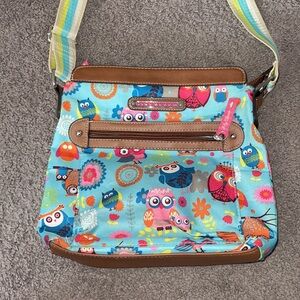 Lily Bloom Colorful Owl Print Shoulder Bag